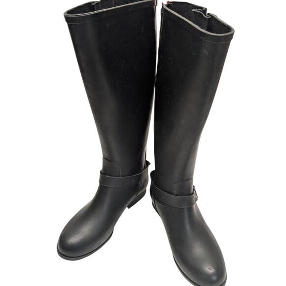Steve Madden Shoes - Steve Madden Tsunami Black Zipper Rain Boots